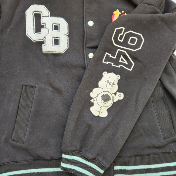 Care Bears You Wish Sweater Jacket Black Kidcore 80's Sporty Cute Fandom Small - Picture 10 of 15